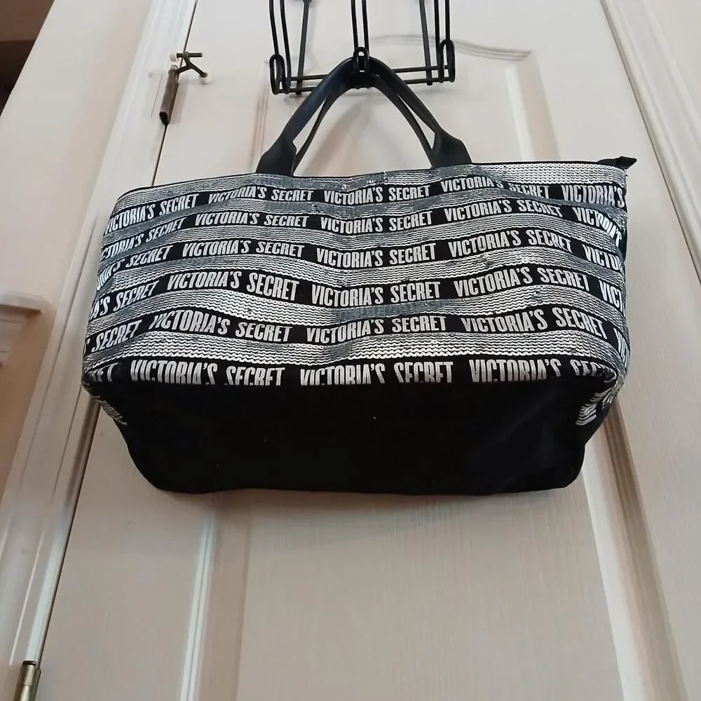 Limited Edition Y2K Mcbling Victoria's Secret Black & Silver Sequin Tote Bag